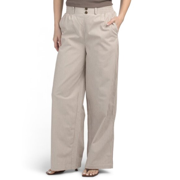 FRYE Oxford Tan Striped Wide Leg Pants - Picture 1 of 2